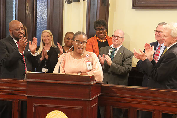 St. Joseph’s/Candler co-worker Breonna Frazier, who purchased a brand new home with the help of the down-payment assistance program.