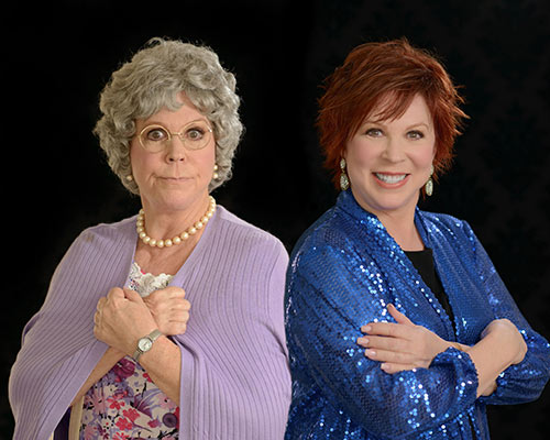 Vicki Lawrence with her television character Thelma Harper